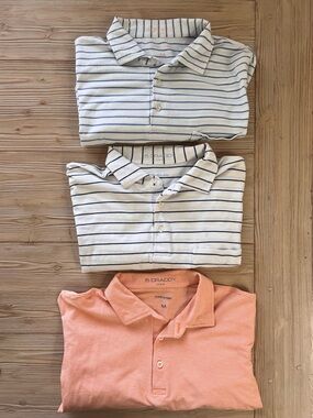 B. Draddy Polo Bundle (3) – Pima Cotton Golf Shirts, Striped, M, made in Peru